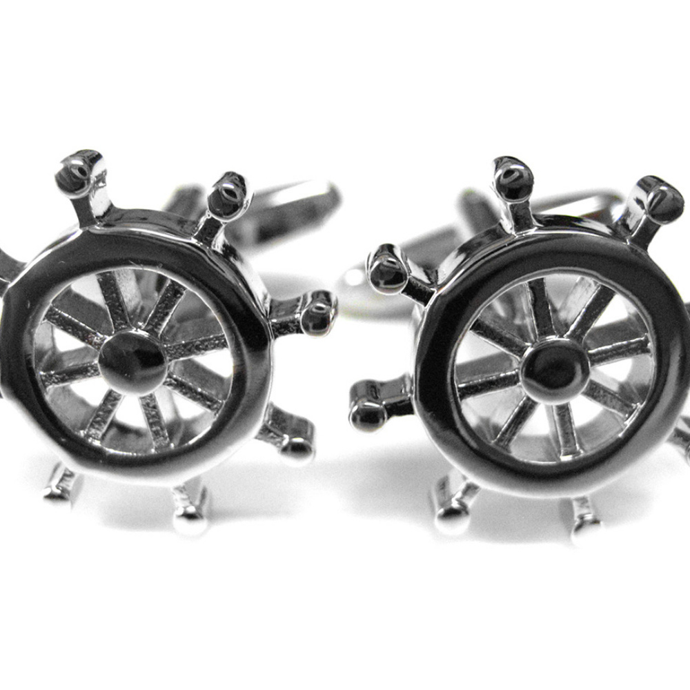 Ship Steering Wheel Helm Cufflinks